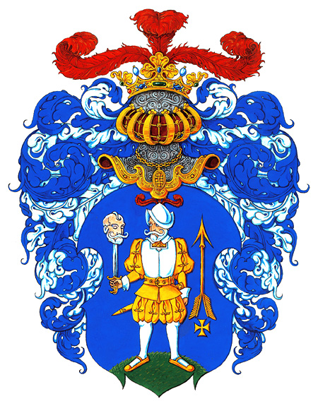  Дворянская геральдика разработана Гильдией геральдических художников. Представленное изображение герба выполнено Михаилом Медведевым.